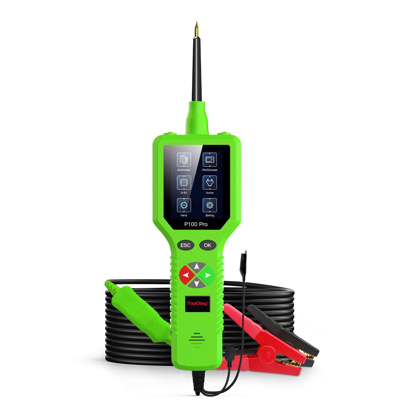 TopDiag P100 Pro 930V Car Circuit Tester Automotive Circuit Diagnostic Tester 12V 24V Circuit 0 green