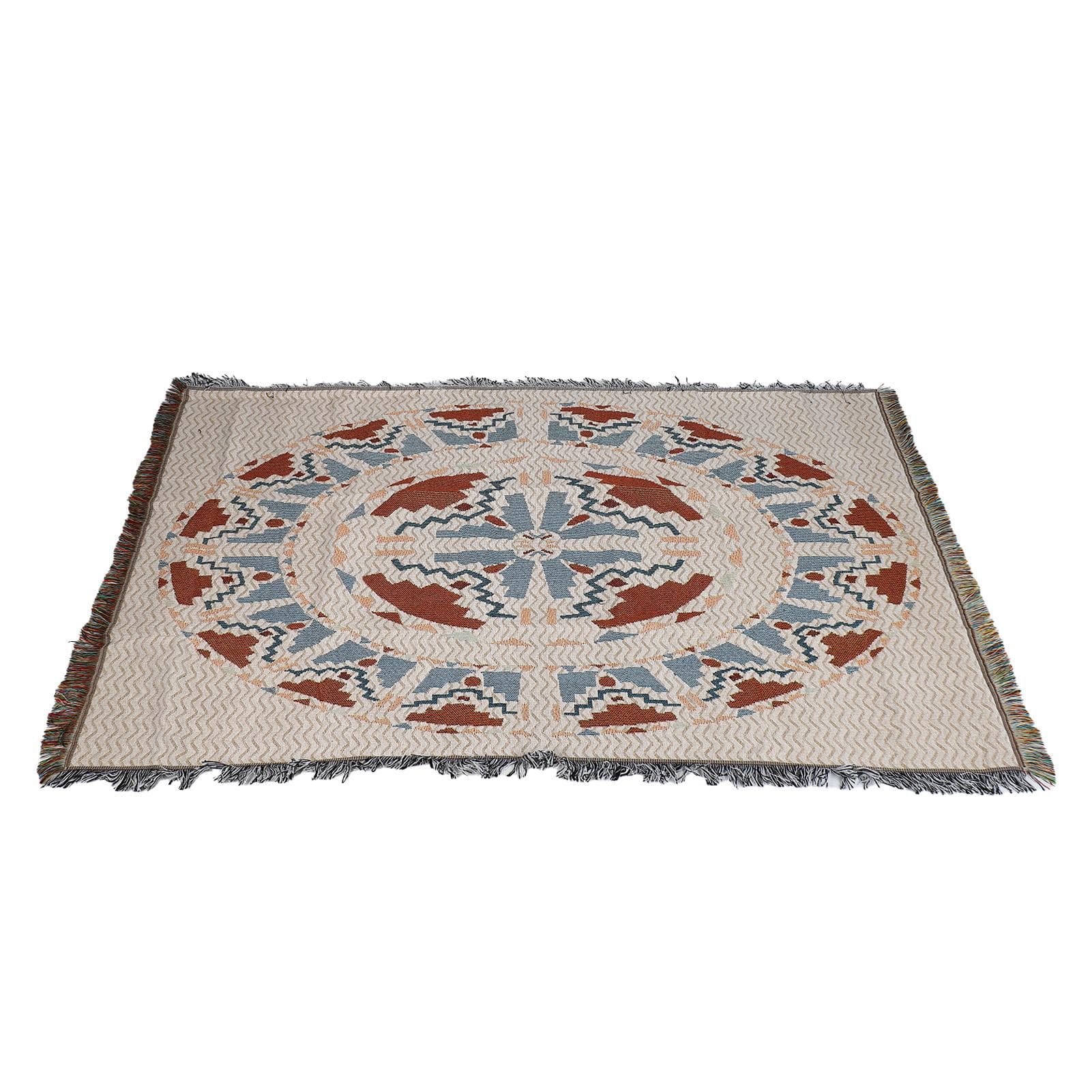 Vintage Sofa Towel Tablecloth Double Layer 2 Colors 4 Sided Tassels Rectangle Tassel Tablecloth for 35.4 X 59.1in
