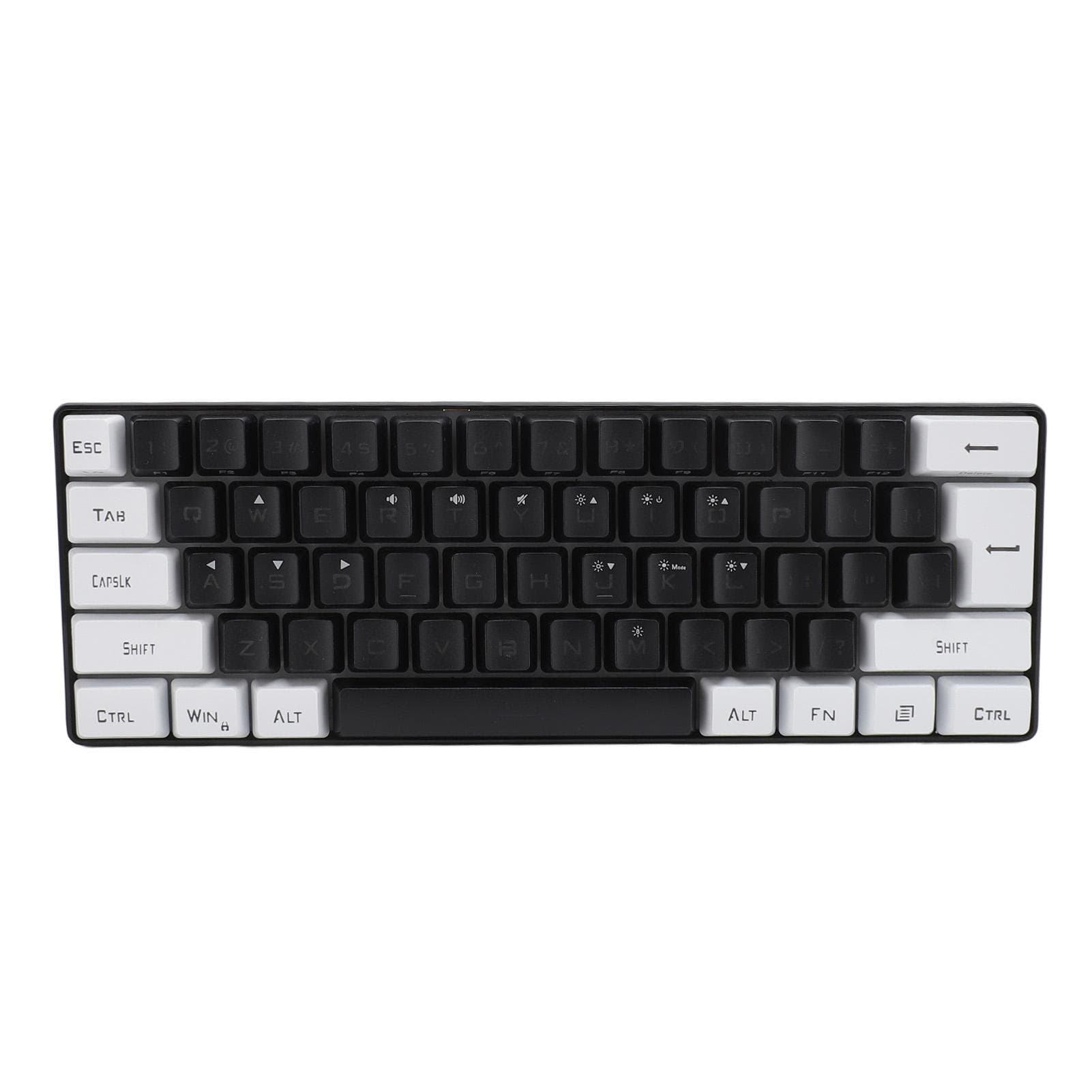 Gaming Keyboard USB 61 Keys RGB Backlit Ergonomic Contrast Color ABS Keycaps Wired Keyboard for black white