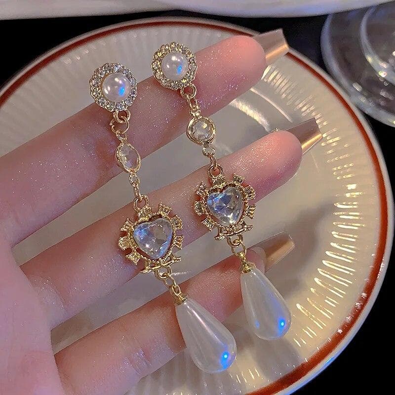 New Korean Fashion Trend Unique Design Retro Elegant Delicate Baroque Heart Long Tassel High Jewelry Party Favors for Women