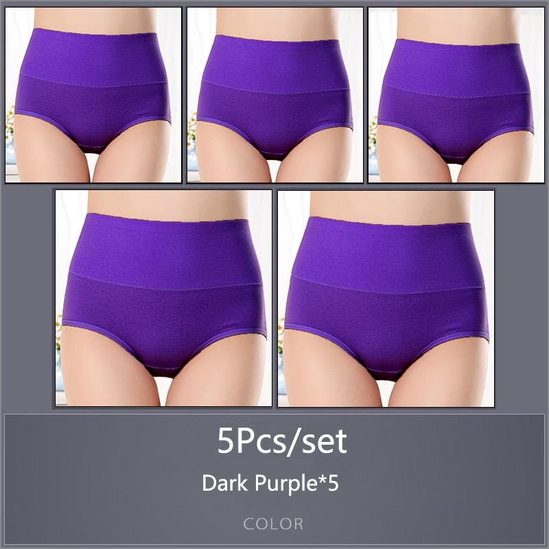 5PCS/Set Women's High Waist Cotton Panties Briefs Soft Breathable Comfy Underwear Plus Size M-XXXXL XXL&5pcs