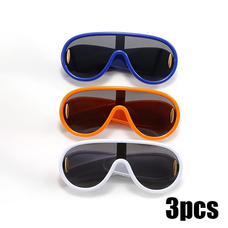 3PCS Trendy Childrens Sungla Cool Personality Connected Baby Sungla Toad Frame Internet Celebrity Style