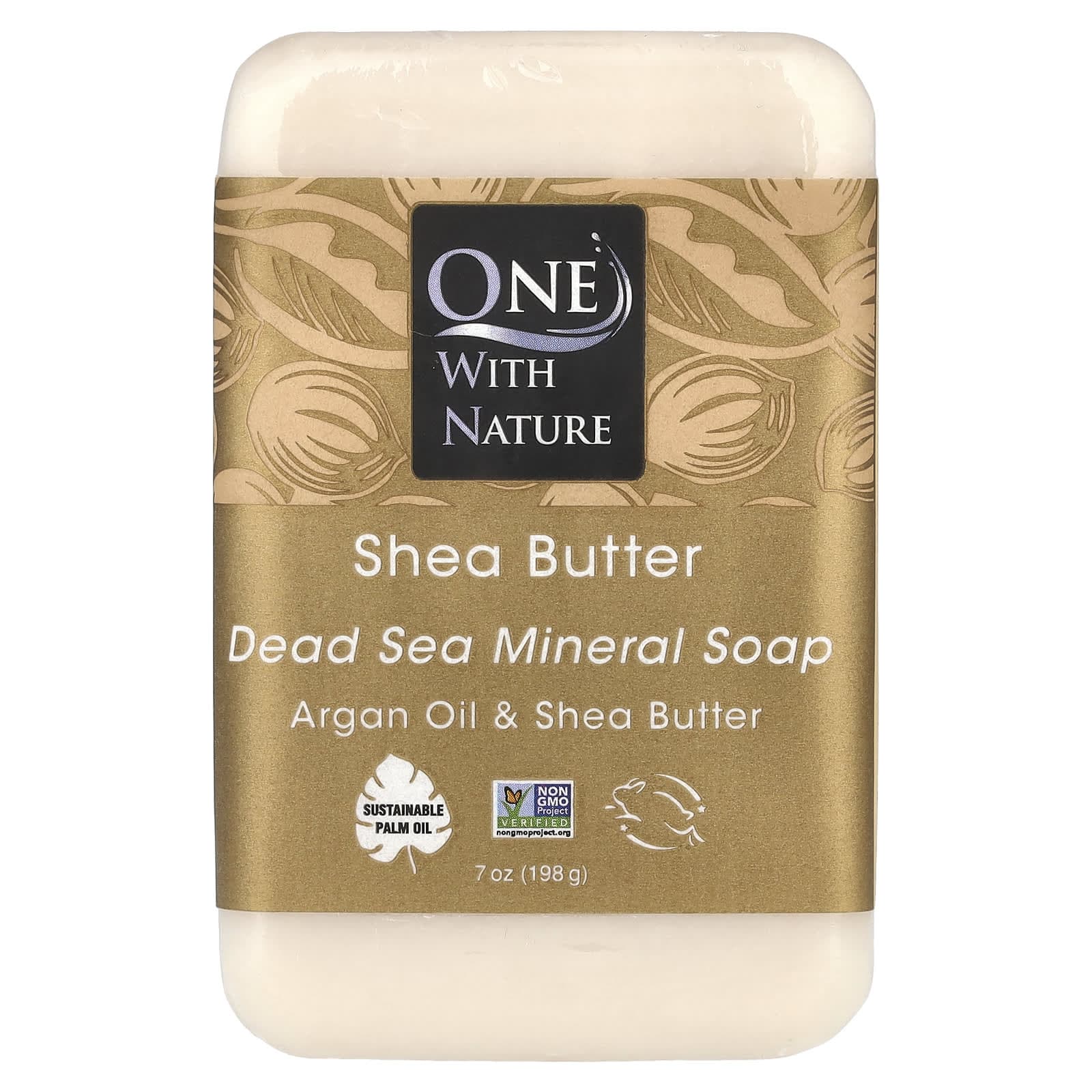 One with Nature, Dead Sea Mineral Bar Soap, Shea Butter, 198g (7oz)