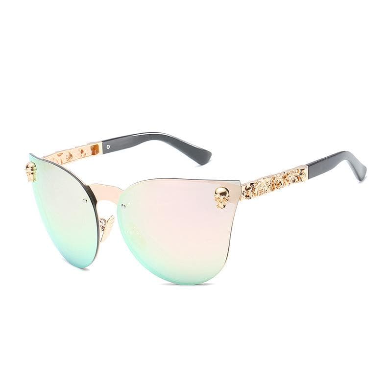 Men Women Gothic Sunglasses Skull Frame Metal Temple Sunglasses None