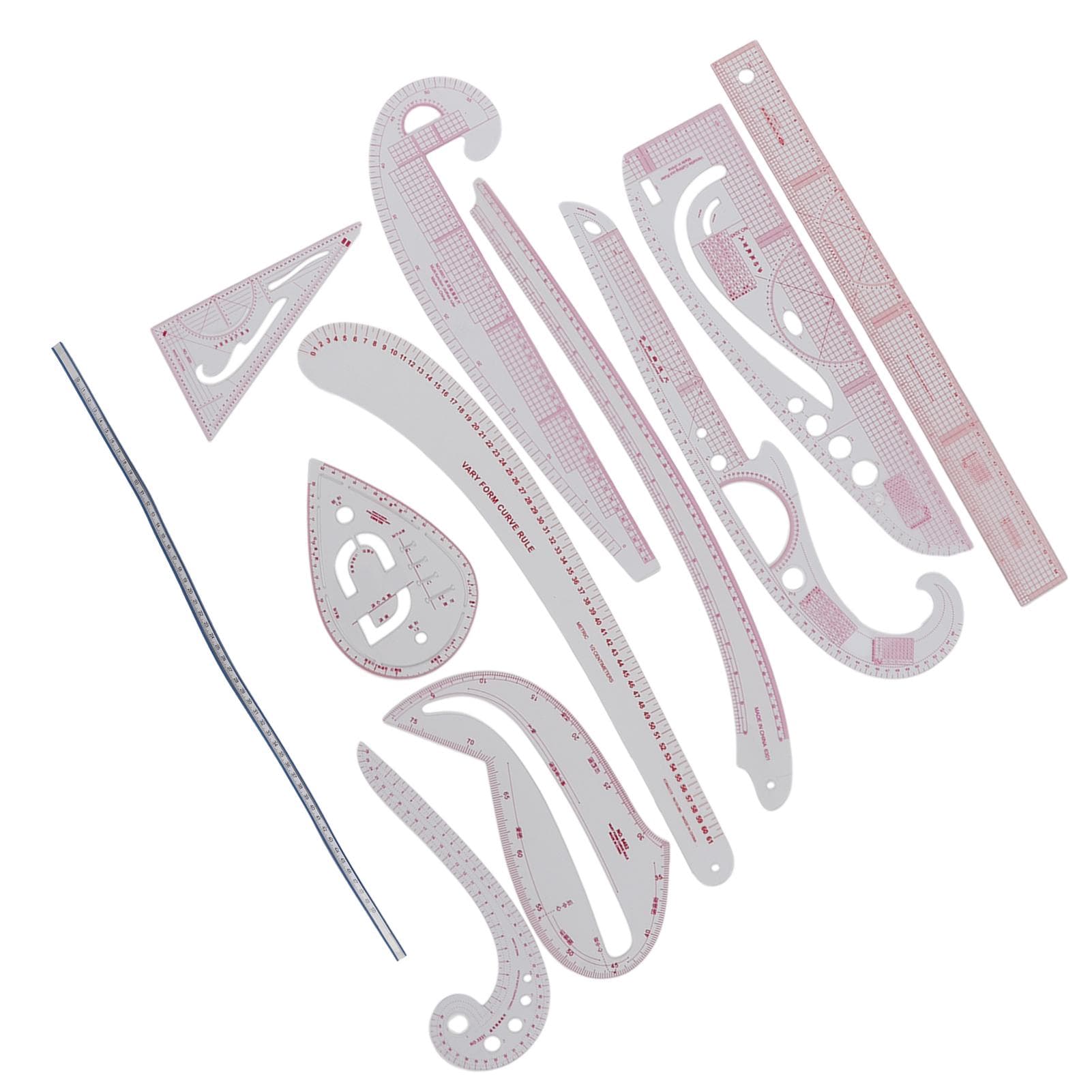 11Pcs Sewing Ruler Multipurpose Detailed Clear Lines High Accuracy Convenient Use Sewing Tool