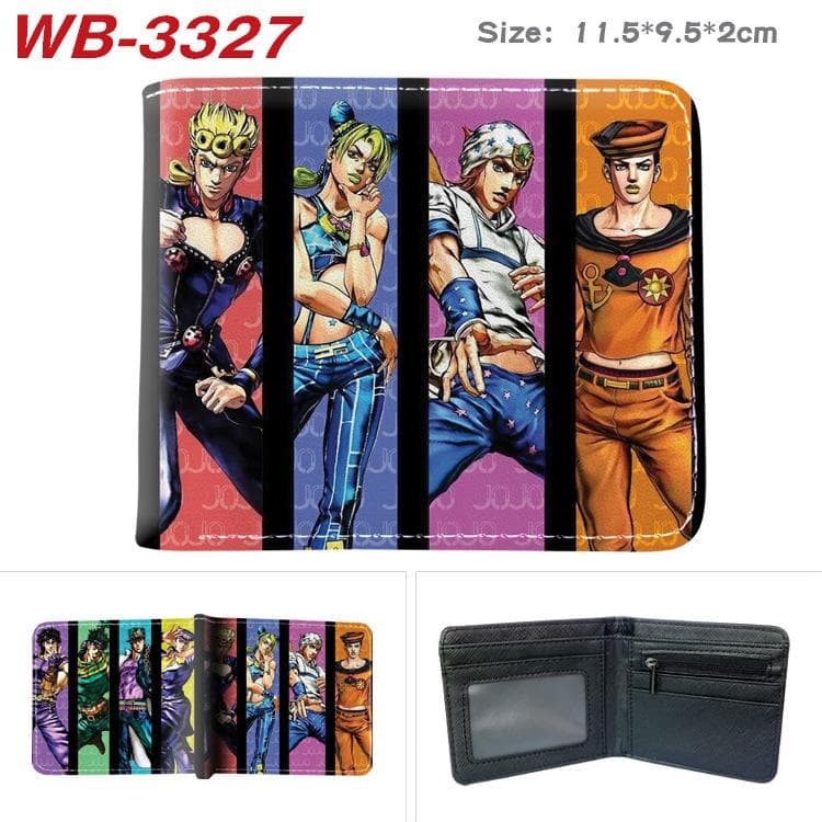 JoJo's Bizarre Adventure Wallet PU Leather Bi-Fold Purse With Coin Pocket Card Holder 2 fold