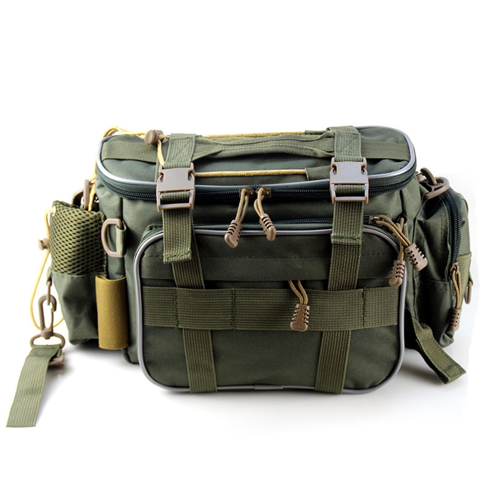 Fishing Tackle Bag Fishing Gear Storage Bag Organizer Waist Bag Messenger Bag Handbag army green