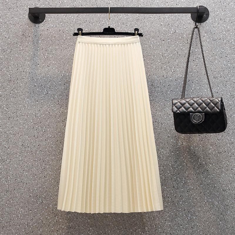 Autumn A-line Pleated Skirt for Women, Big Size, New Fat Mm Versatile Waist-hugging and Slimming Mid-length Skirt XXXXL