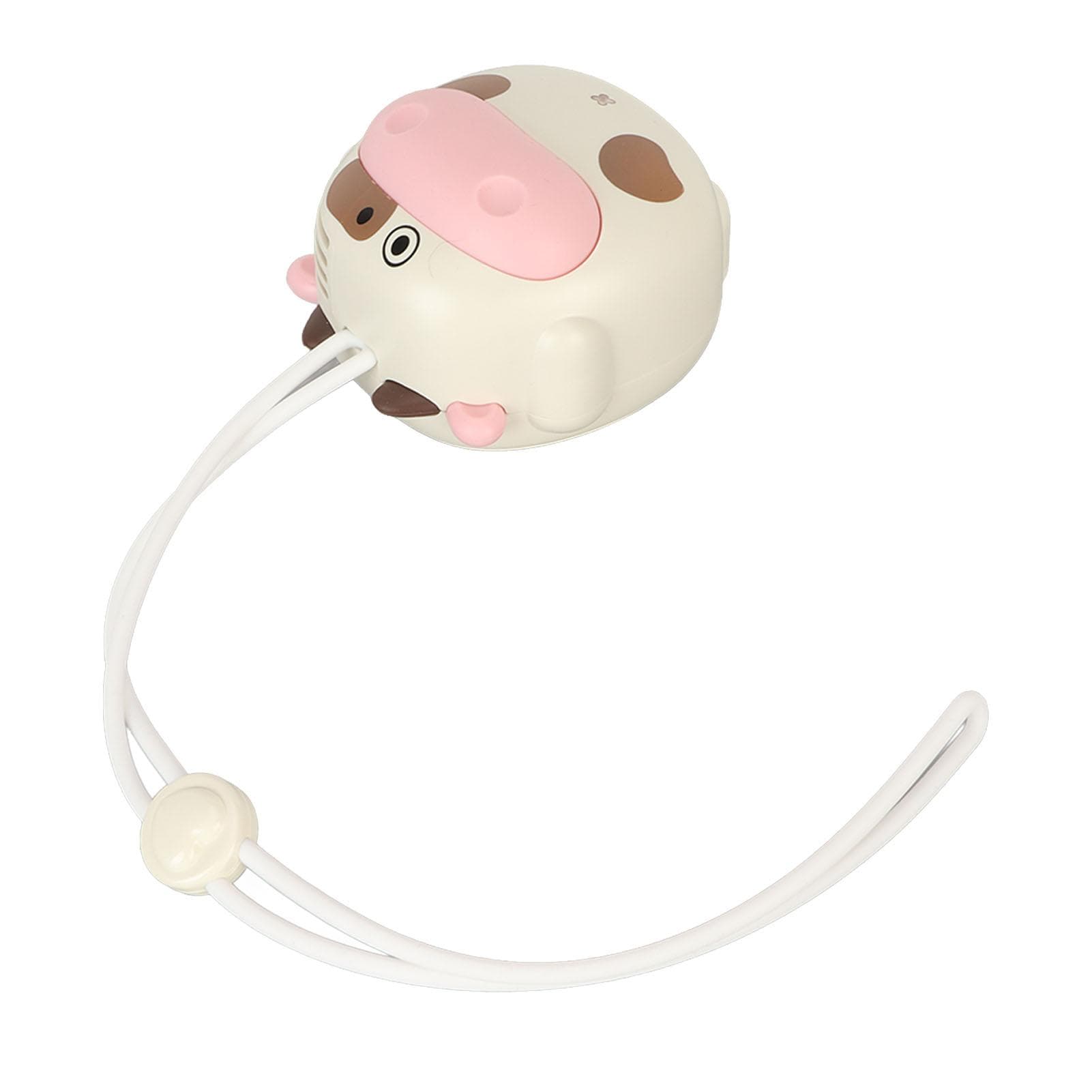 Mini Hanging Neck Fan USB Rechargeable Bladeless Cartoon Cow Shape Necklace Fan with Adjustable beige