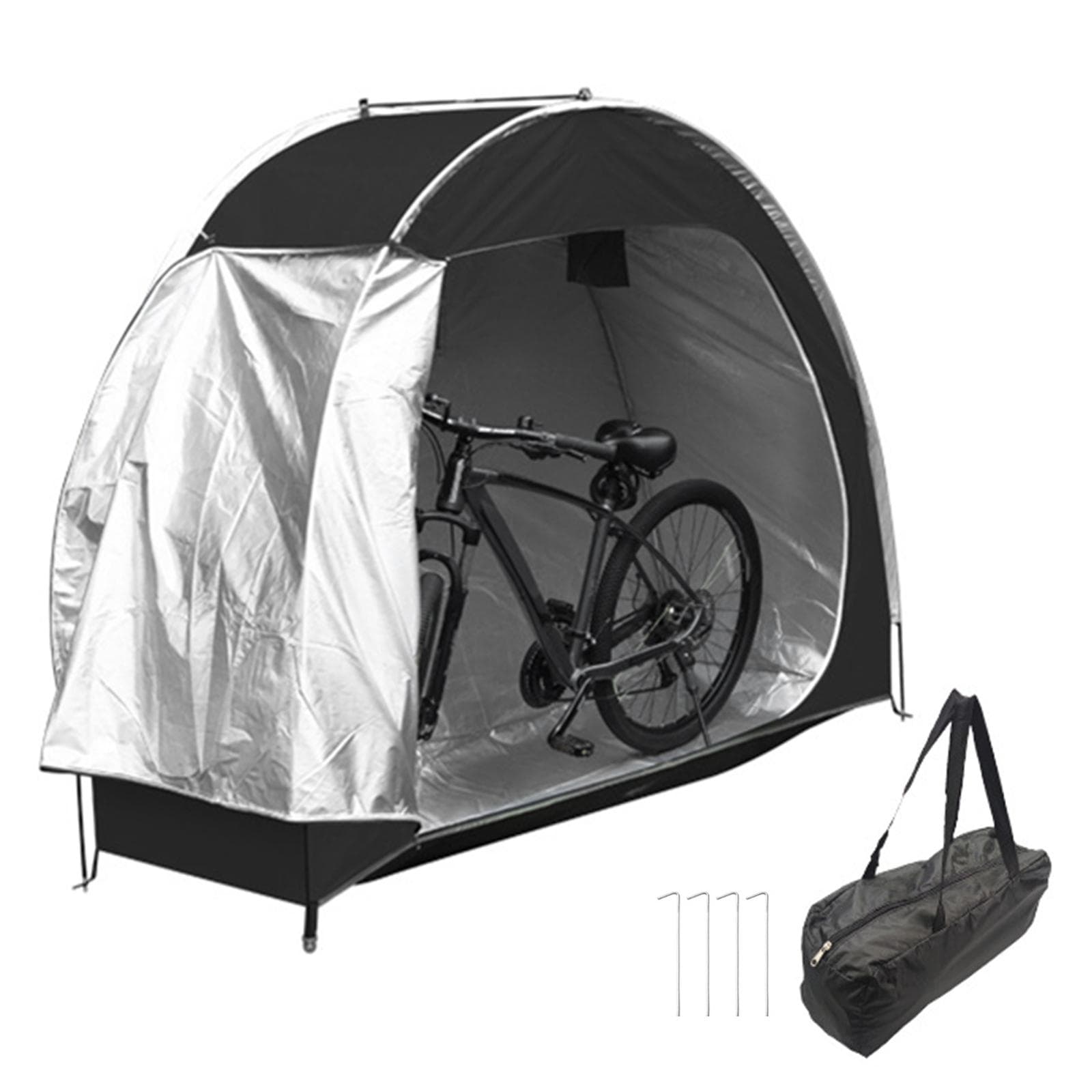 Outdoor Bike Storage Tent 210D Oxford Fabric Waterproof Bicycle Storage Shed for Bikes black