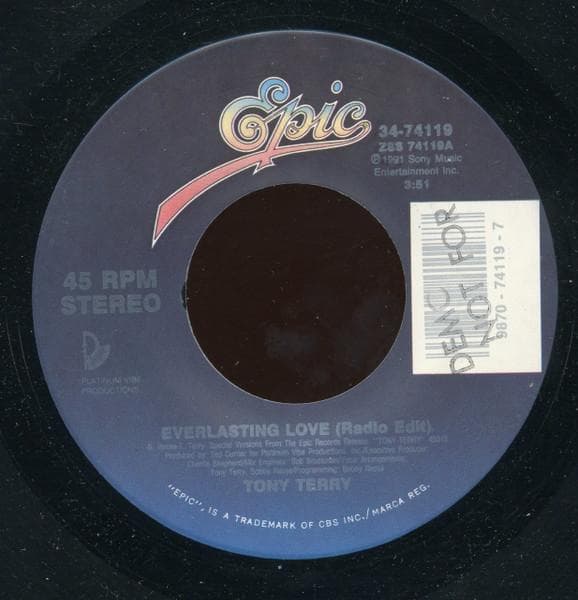 7inch Record TONY TERRY - Everlasting Love 3474119 Epic 1991 US Soul/Funk Used