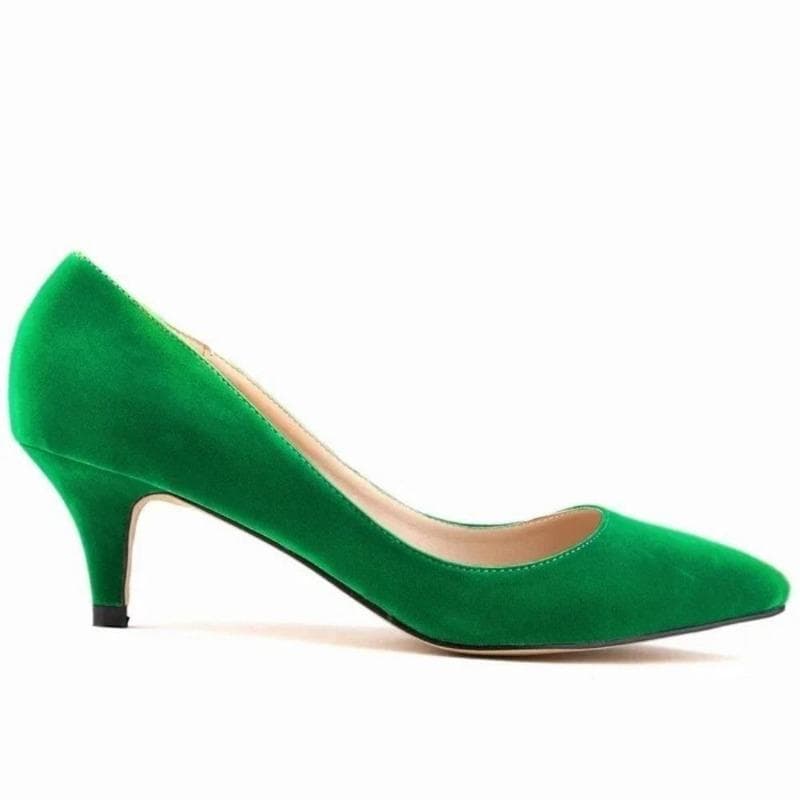 Spring and Autumn Women Shoes High Heels Solid Color Breathable Non Slip Sole Latex Insole Work Wedding Shoes shoe 40 green