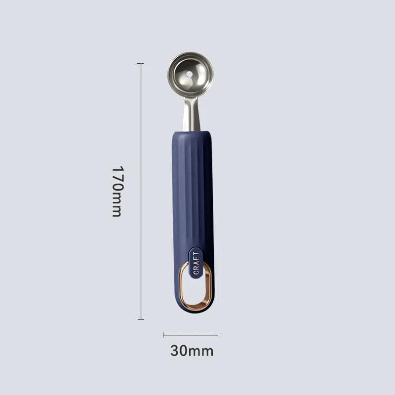 Kitchen Tools Stainless Steel Ball Scooper Watermelon Cantaloupe Fruit Cutter Ice Cream Scoop Household blue