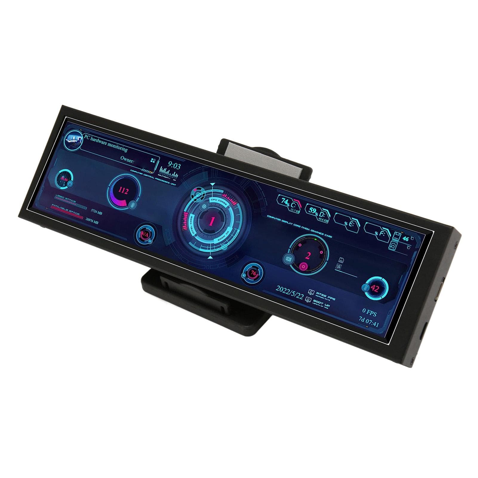 Computer Temp Monitor 8.8 Inch LCD USB C Landscape Or Portrait Theme Editor PC CPU Data Monitor for Without touch