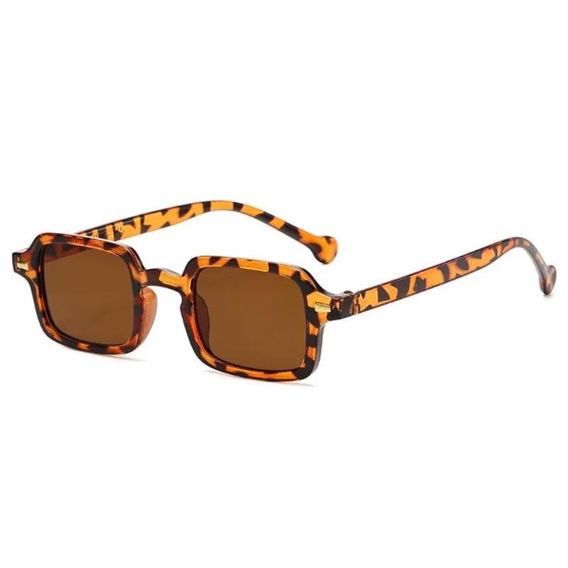 Vintage Small Rectangular Frame Sunglasses Woman Summer Fashion Retro Luxury Sun Glasses Female Leopard Blue Oculos De Sol