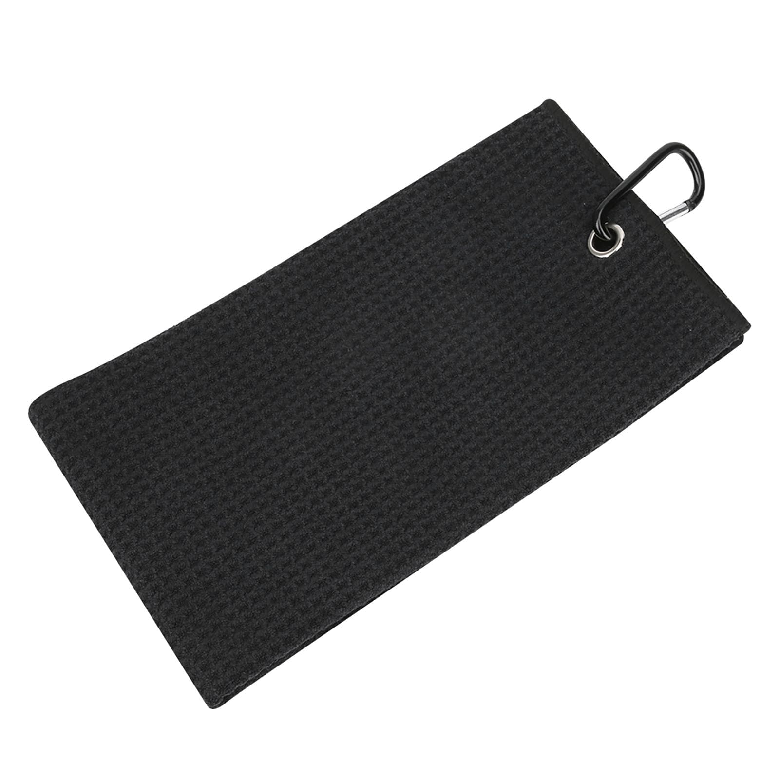 Golfing Towel Waffle Design Sporting Wipe Sweat Absorption Cleaning Pure Cotton Strap HookBlack