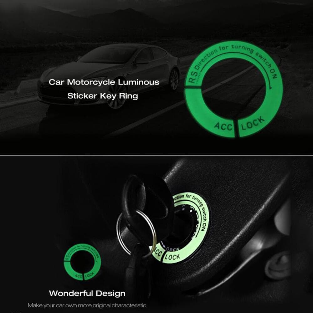 Car Ignition Switch Cover Luminous Key Ring Hole Cover Sticker blue