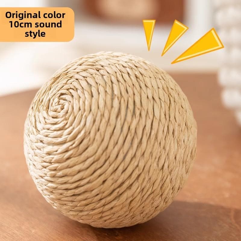 Cat Colorful Sisal Ball Toy Wool Ball Teasing Cat Ball Plush Self-hi To Relieve Boredom and Resist Biting Teeth Grinding Stick Teasing Cat Supplies