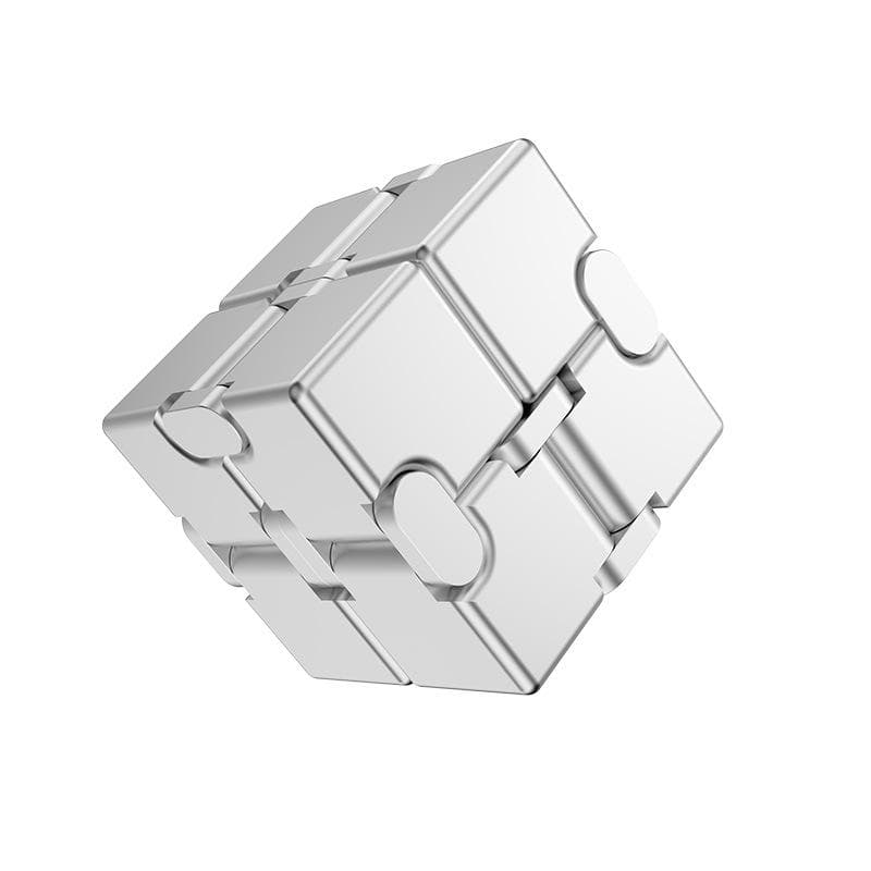 Fidget Infinity Cube Toy, Aluminum Alloy Metal Infinity Cube Gadgets Toys for Adults, Magic Cube for Stress Anxiety Relief 3.8*3.8*3.8cm silver