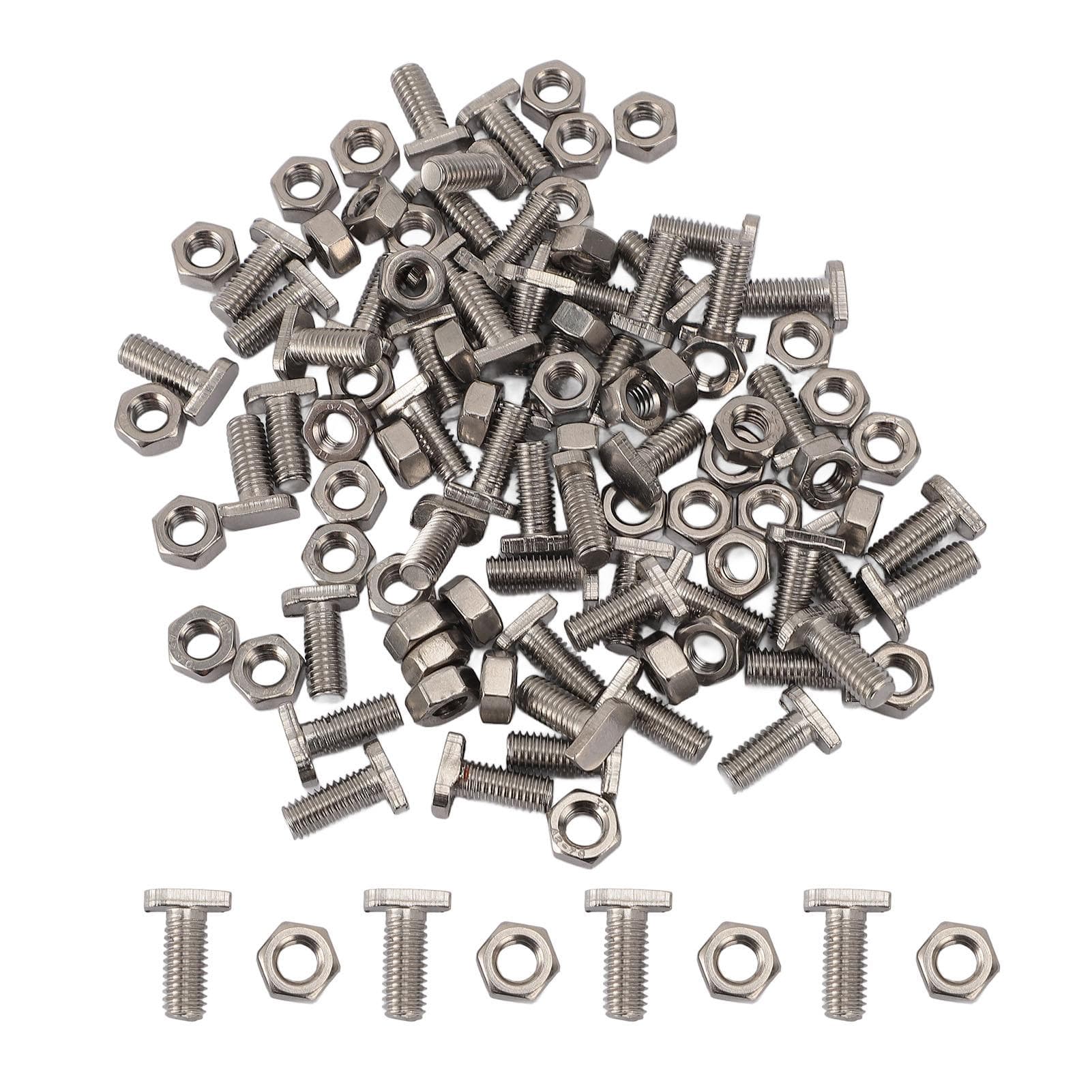 50pcs Greenhouse Bolts Nuts Set Stainless Steel M6X14 Bolts and M6 Hex Nuts for Outdoor Plant