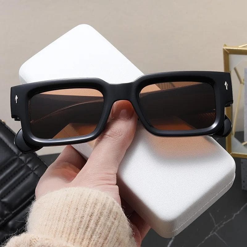 Designer Square Sunglasses Women Men Ocean Color Shades Sun Glasses Fashion Rectangle Rivet Oculos De Sol UV Protection