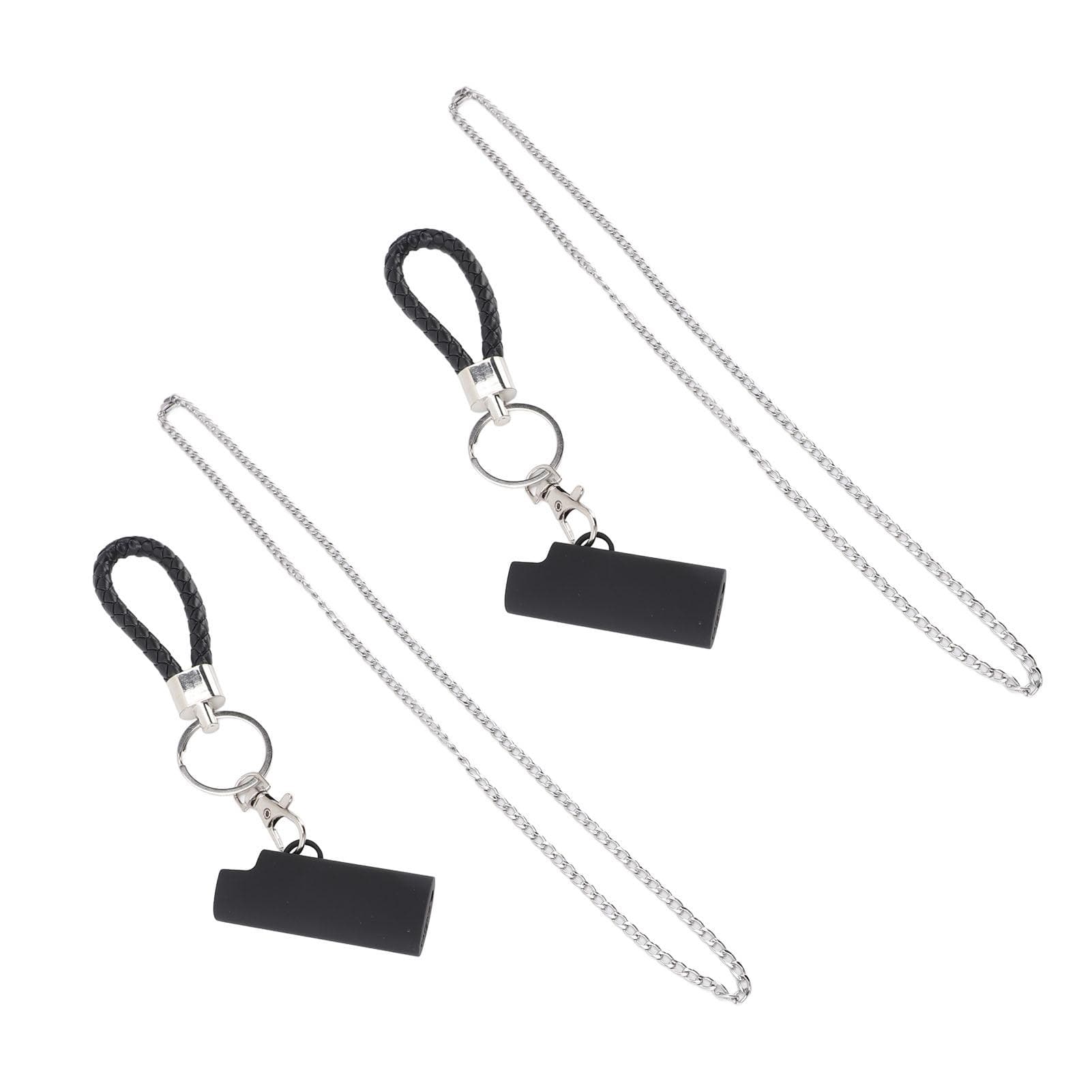 2PCS Hit Fire Machine Holder Keychain 6x2.4x1.4cm Metal Lighter Container Holder Keychain with black