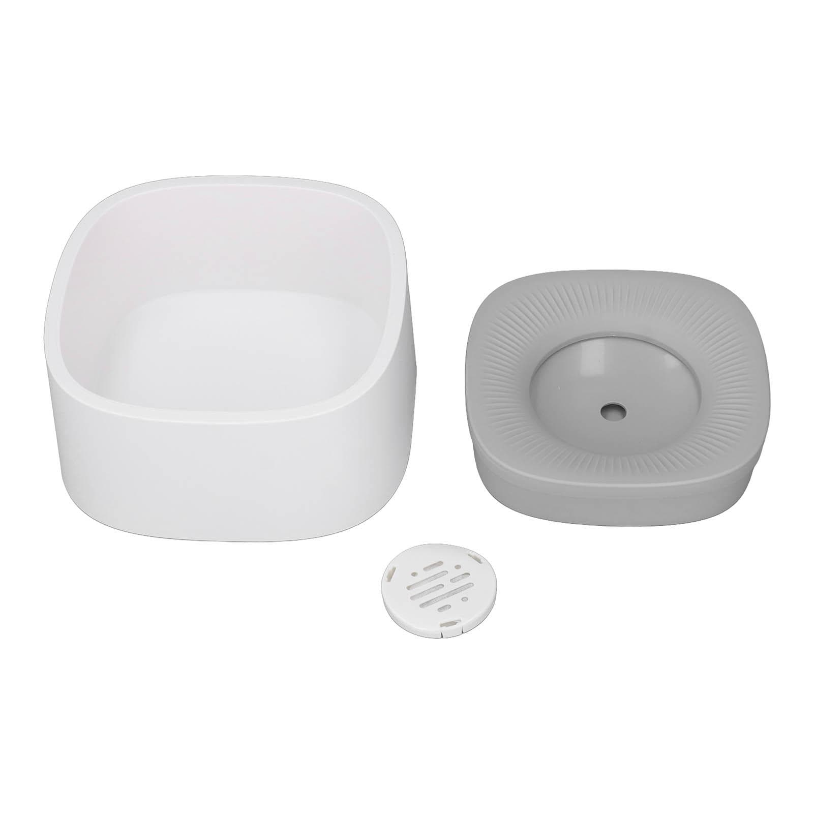 Pet Float Bowl Dog Cat Leak Proof Automatic Floating Water Dispenser Supplies ABS Square White white