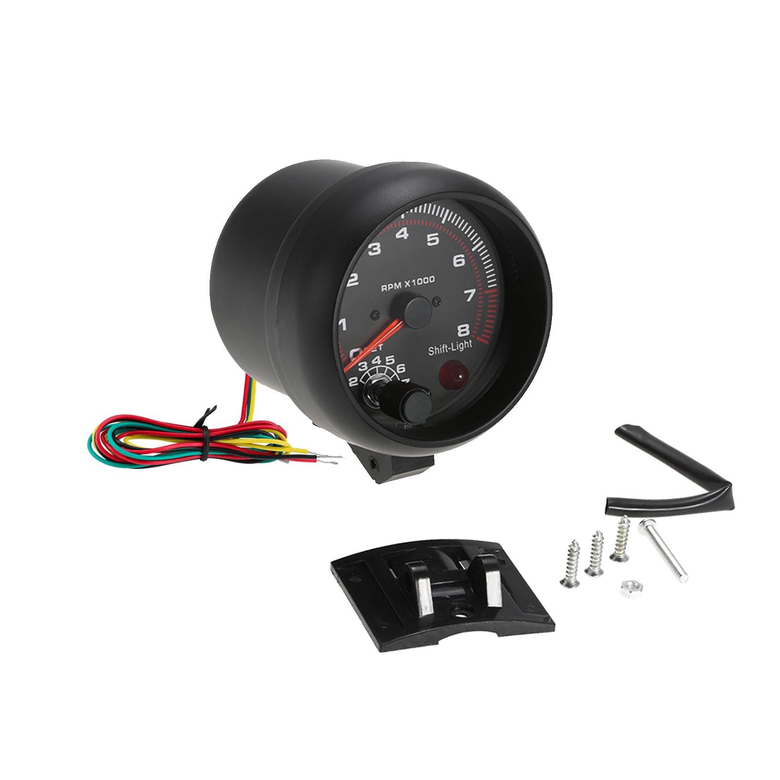 3.75 ''Automobile Refitted Instrument Black White Light Tachometer 0-8000 Pointer Tachometer 92mm black