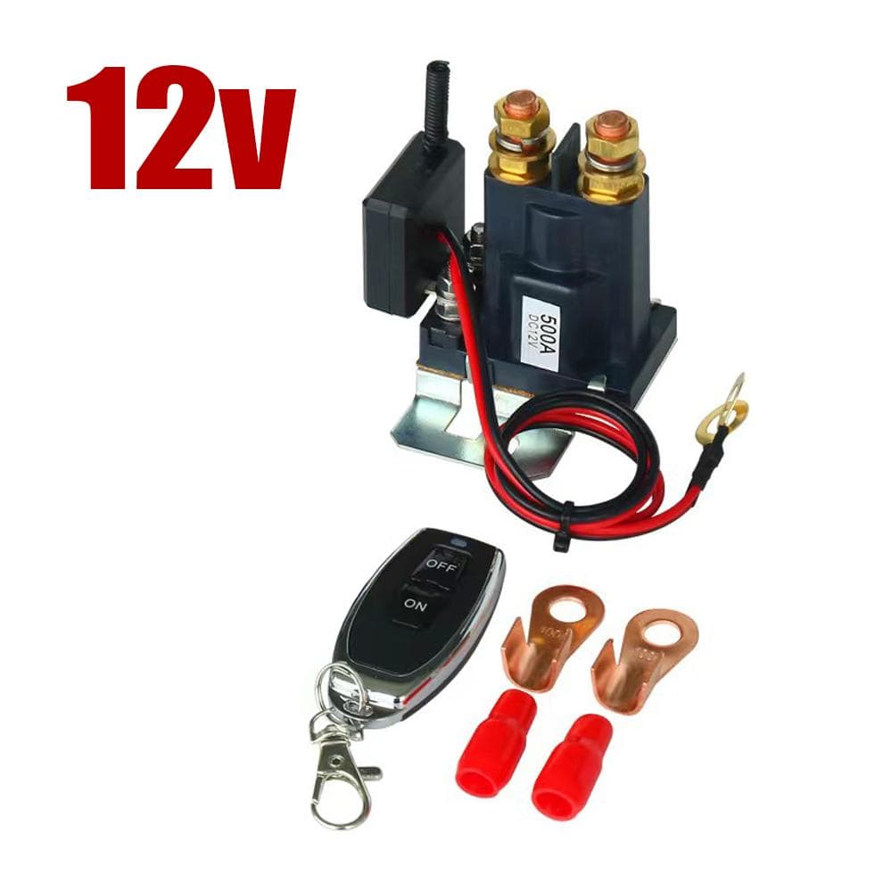 Remote Battery Isolation Switch Leak Proof 12V24V 500A Main Battery Disconnect Switch Remote 12V & One Control black