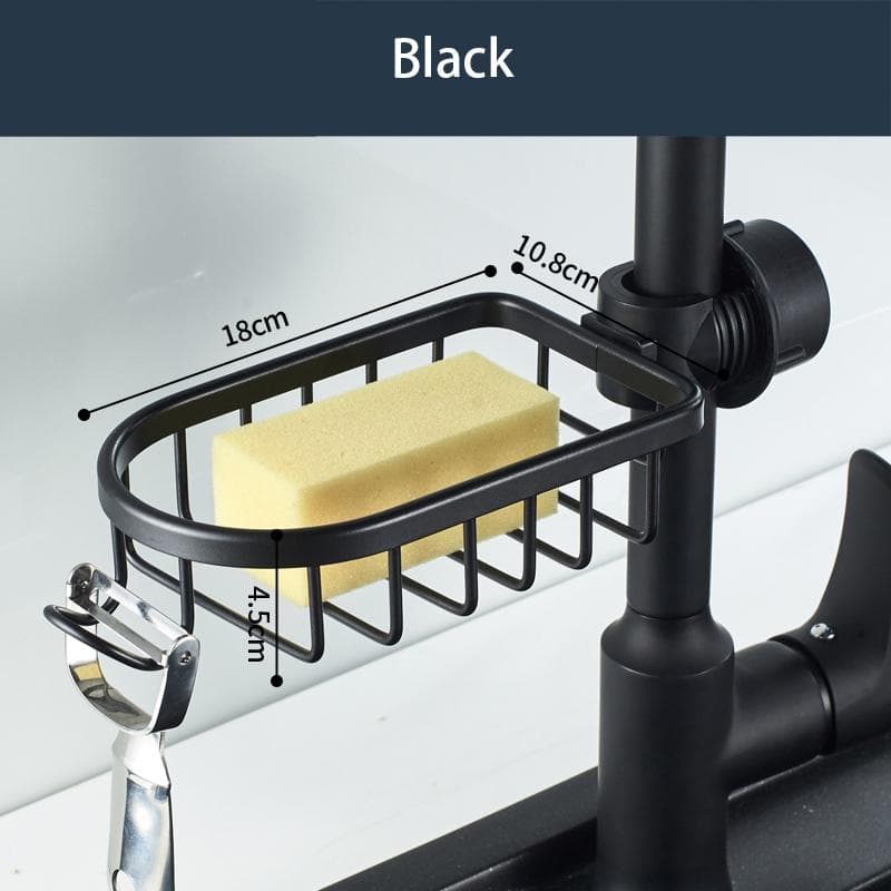 Bathroom Faucet Storage Rack Shower Soap Holder Organization Shelves Accessories black