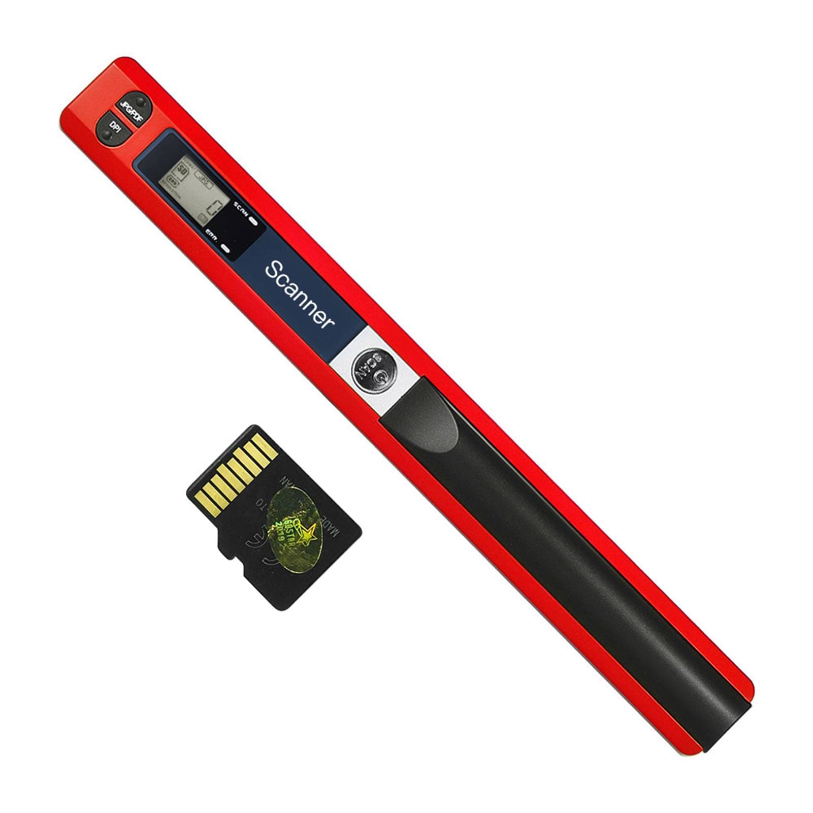 Portable Handheld Wand Wireless Scanner A4 Size 900DPI JPG/PDF Formate LCD Display with Protecting red