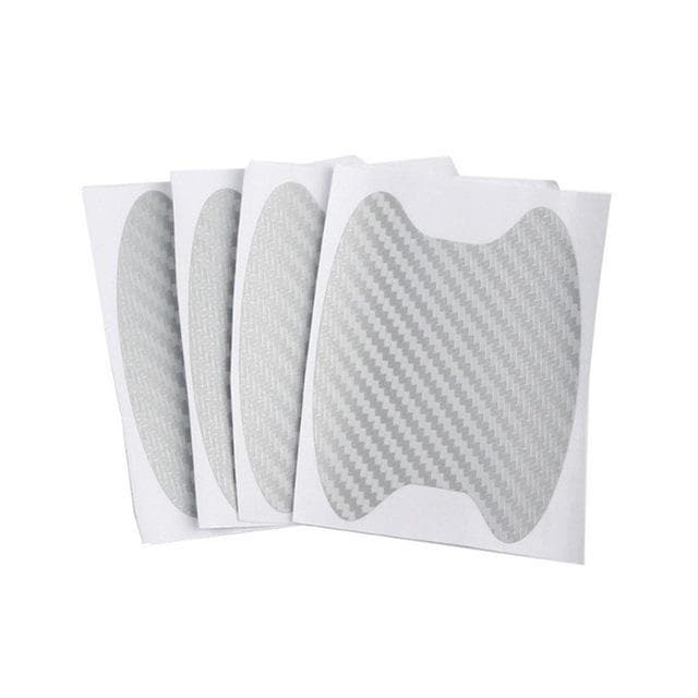 4Pcs/Set Car Styling Mouldings Sticker Car Door Sticker Carbon Fiber Scratches Resistant Cover Auto Handle Protection Film Parts 4PCS silver