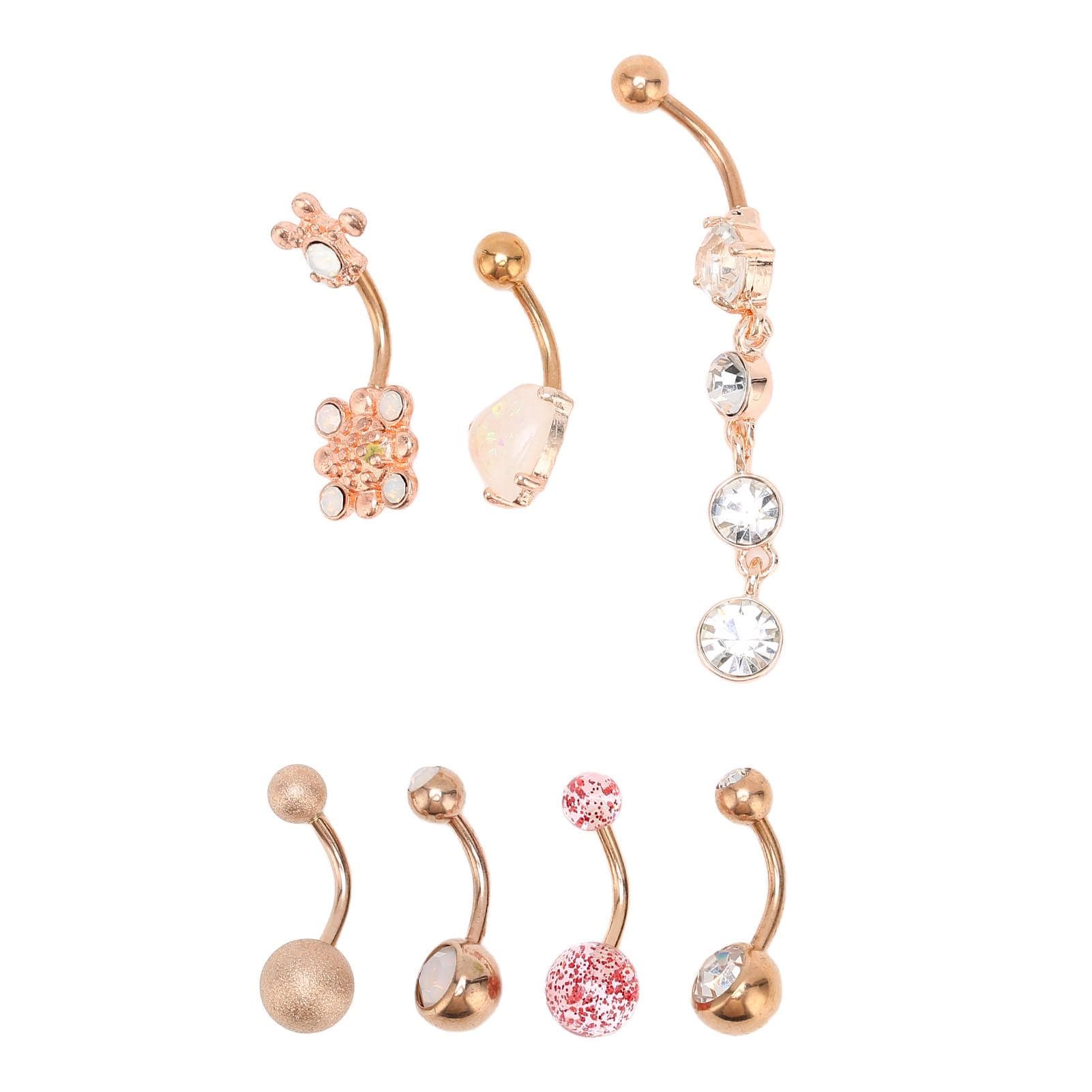 7Pcs Belly Button Rings Stainless Steel Smoothing Safe Elegant Style Dangle Belly Rings for Party