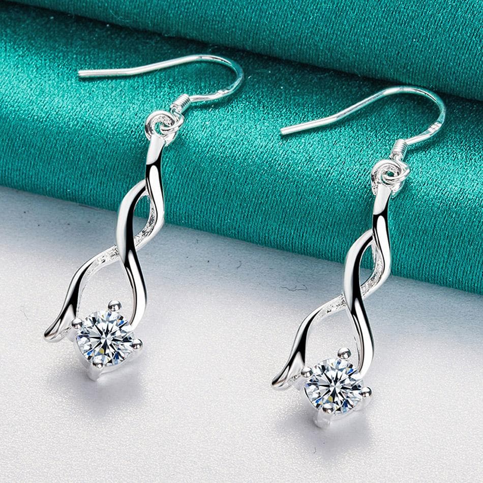925 Sterling Silver Geometry Zircon Earrings For Women Fashion Charm Jewelry ME120