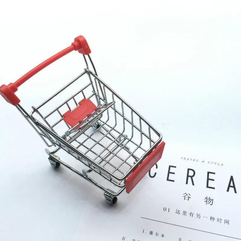 Mini Supermarket Shopping Cart Children's Home Toys Can Store Small Ornaments Small Snacks 13.5x9.5x14cm red