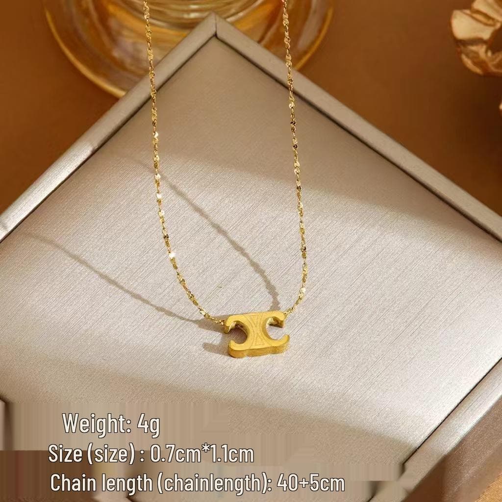 2025 Arc de Triomphe Light Luxury Collarbone Necklace for Women - Stainless Steel Classic Jewelry