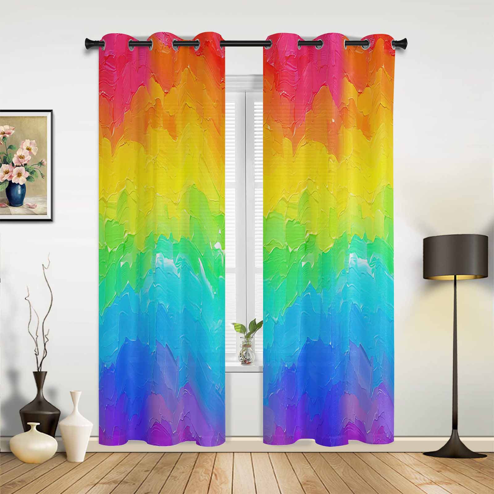 Boho Abstract Leaves Window Curtains for Living Room Luxury Bedroom Curtain Kitchen Blinds Drapes Curtains 135W x 60H(cm) x1