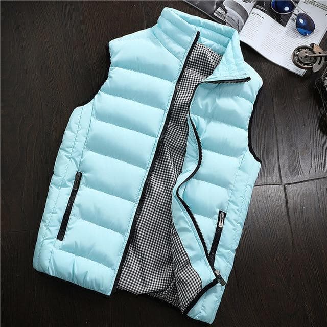 Spring Autumn Men Stylish Vest Mens Plus Size 5xl Sleeveless Jacket Men Winter Waistcoat Men 'S Vest Casual Coats L sky blue