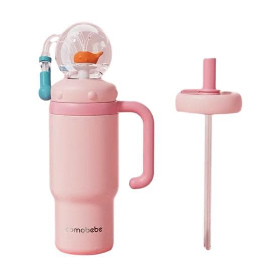 Whale Fountain Tumbler 710ml Stainless Steel Drinking Cup with Fun Fountain Effect Leak-Proof Spill-Proof Straw Cup for Kids Adults D
