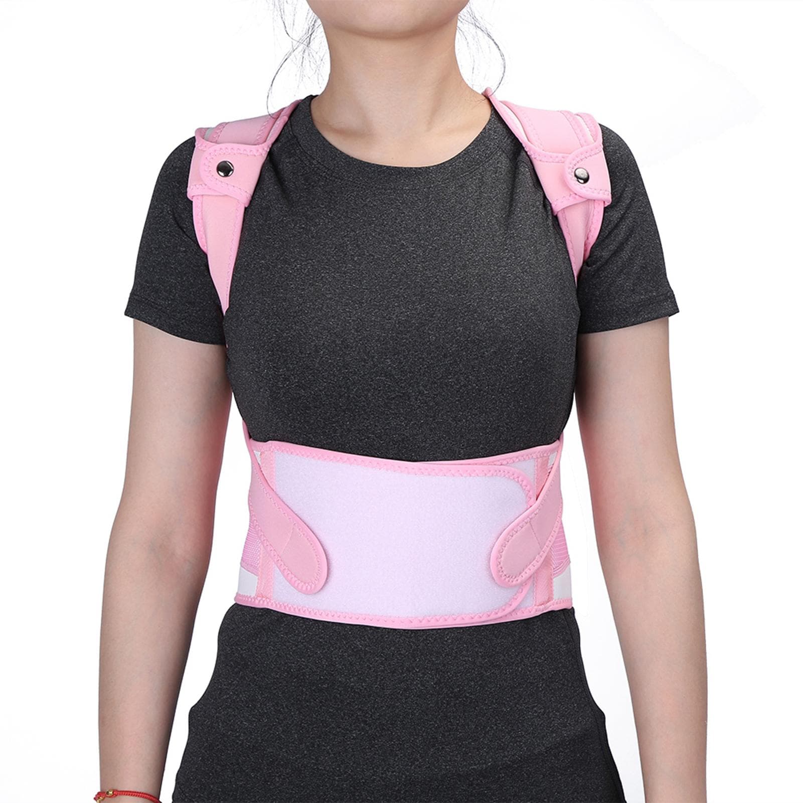 New Pink Children Kids Back Waist Shoulder Supporting Posture Correction Belt (M) M(for 4-6.5kg)