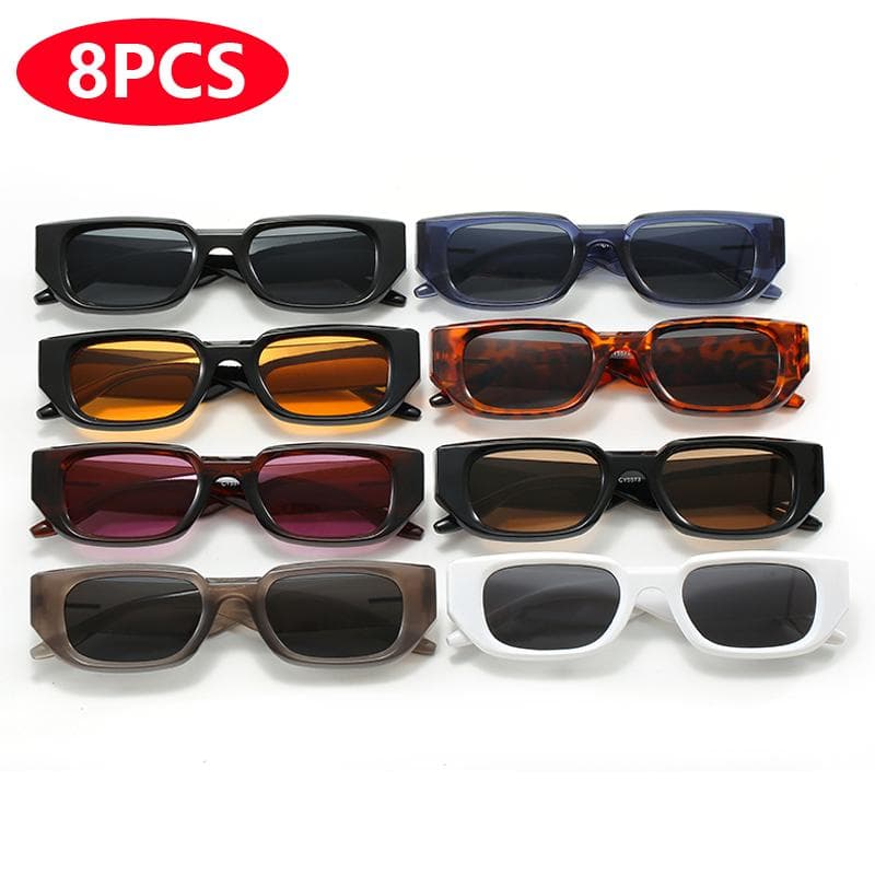 1/8pcs Retro Sunglasses Set Women Fashion UV400 Protection Rectangular Sun Glasses Unisex INS Style Eyewear