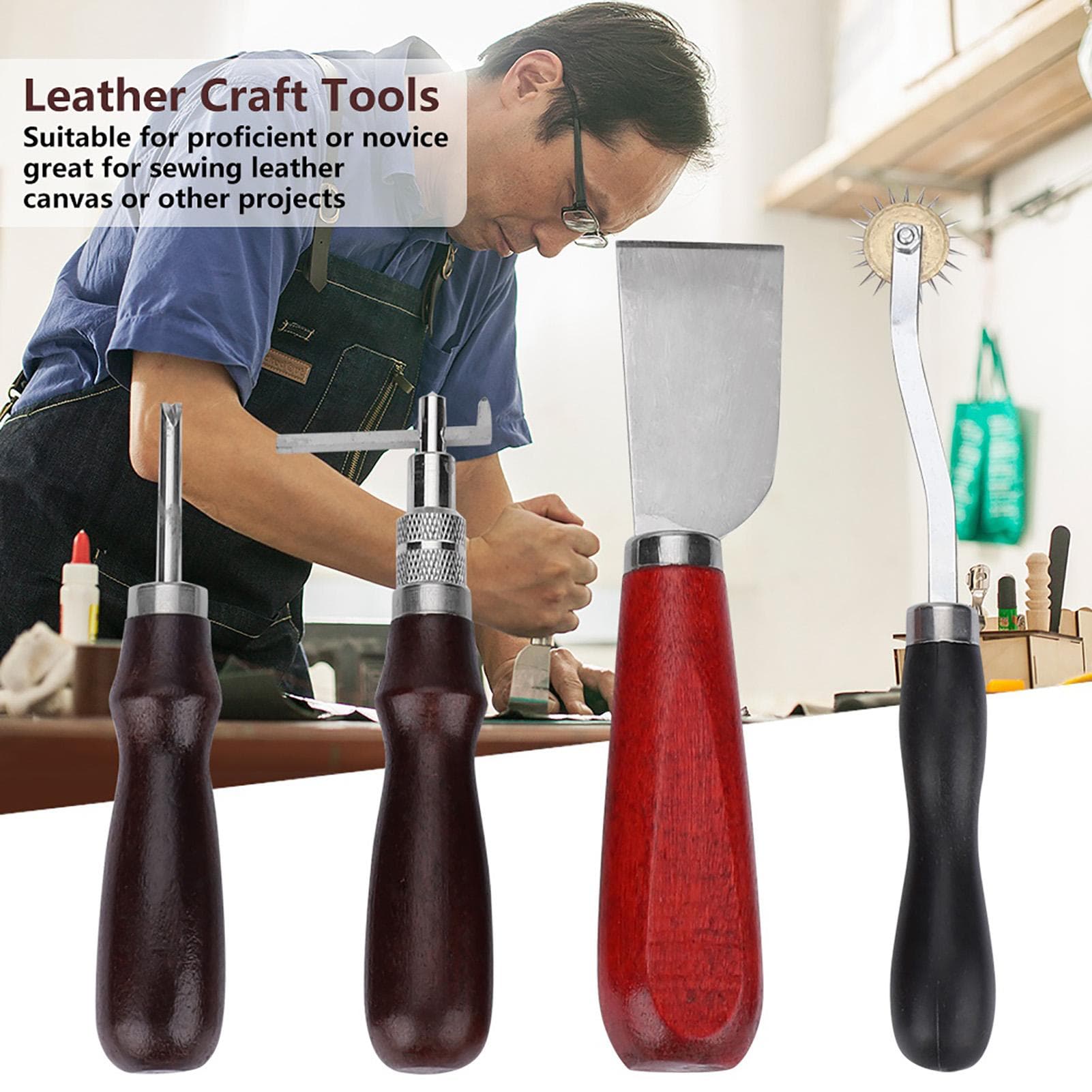 20pcs Leather Craft Tools punch Kit Stitching Working Stitching Groover Sewing Set