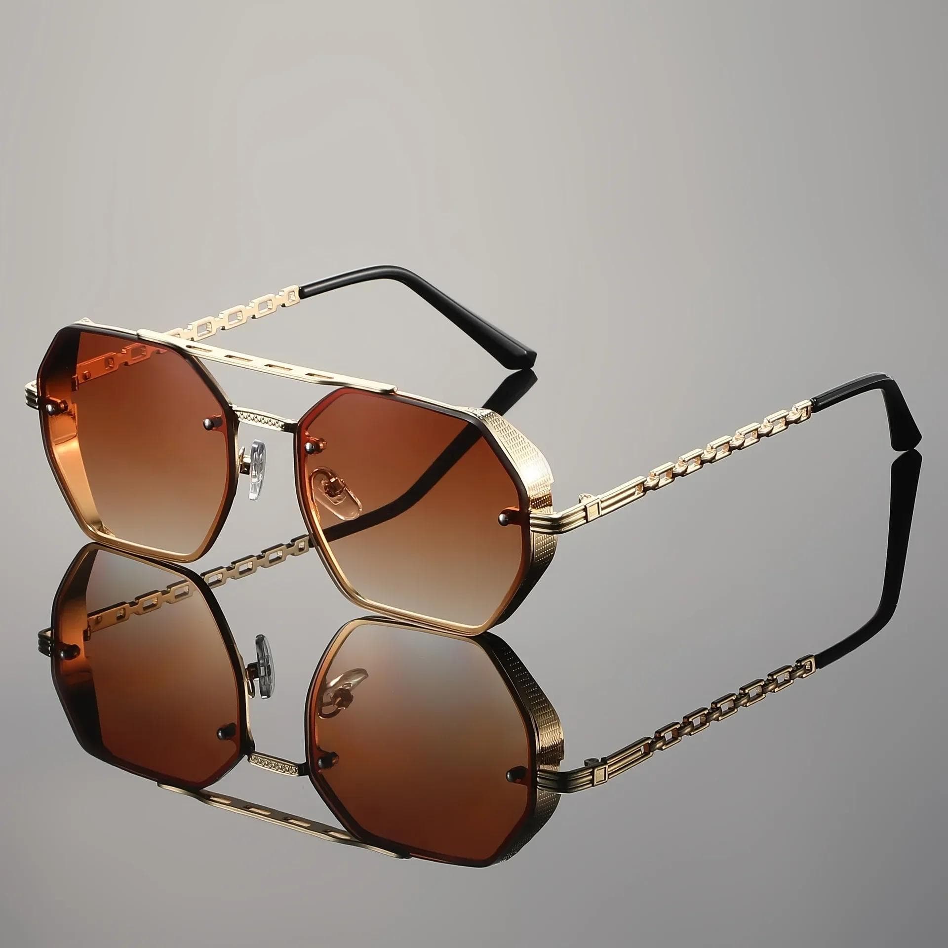 Outdoor Geometric Punk Square Sunglasses Women Men Cool Gradient Mirror Lens Black Designer Fashion Sun Glasses