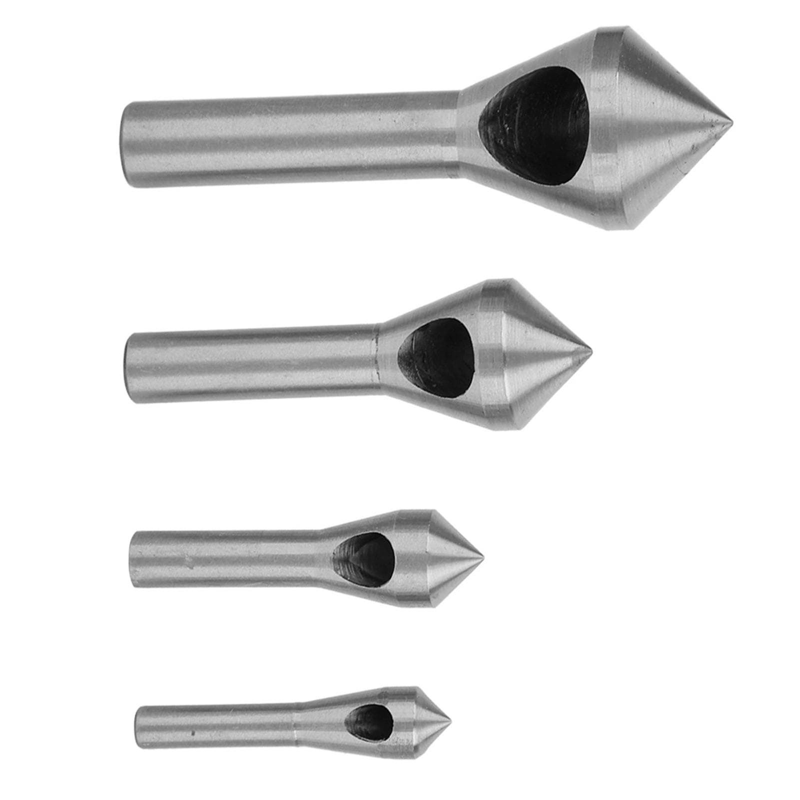 4Pcs Chamfering Device Single Inclined Hole Chamfer Cutter Deburring Drill 90 DegreesSilver