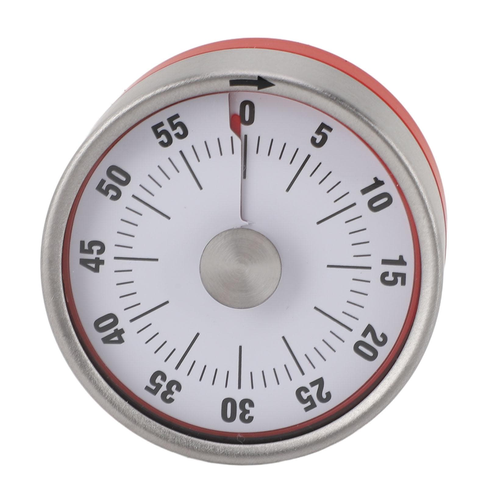 Mechanical Countdown Timer 60 Minute Magnetic Stainless Steel Visual Kitchen Timer for Cooking Kids Red