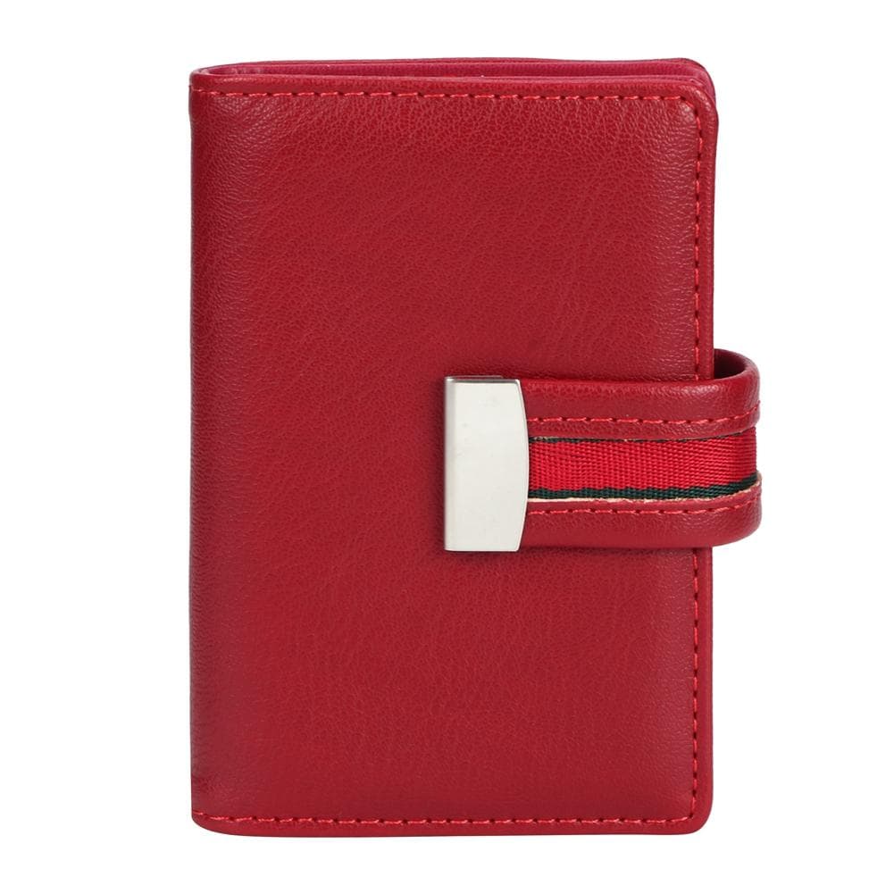 Mini Fashionable RFID Women Card Holder PU Leather Bank Card Box Business Card CaseRed red