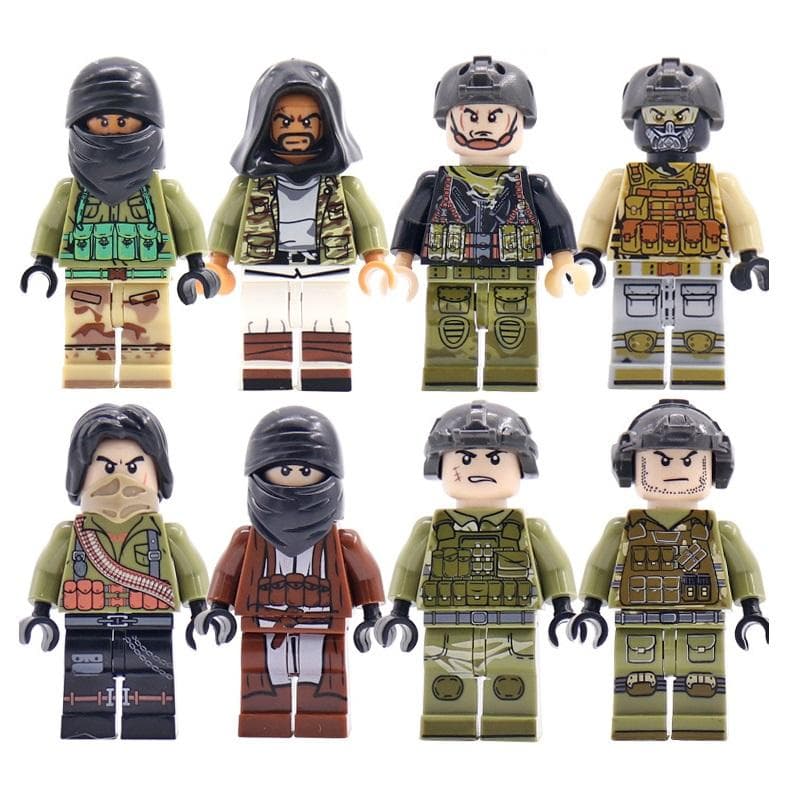 Military Police Gangster Villain Thief Terrorist Weapon Guns Soldier MOC Minifigures Army Parts Building Bricks Toys