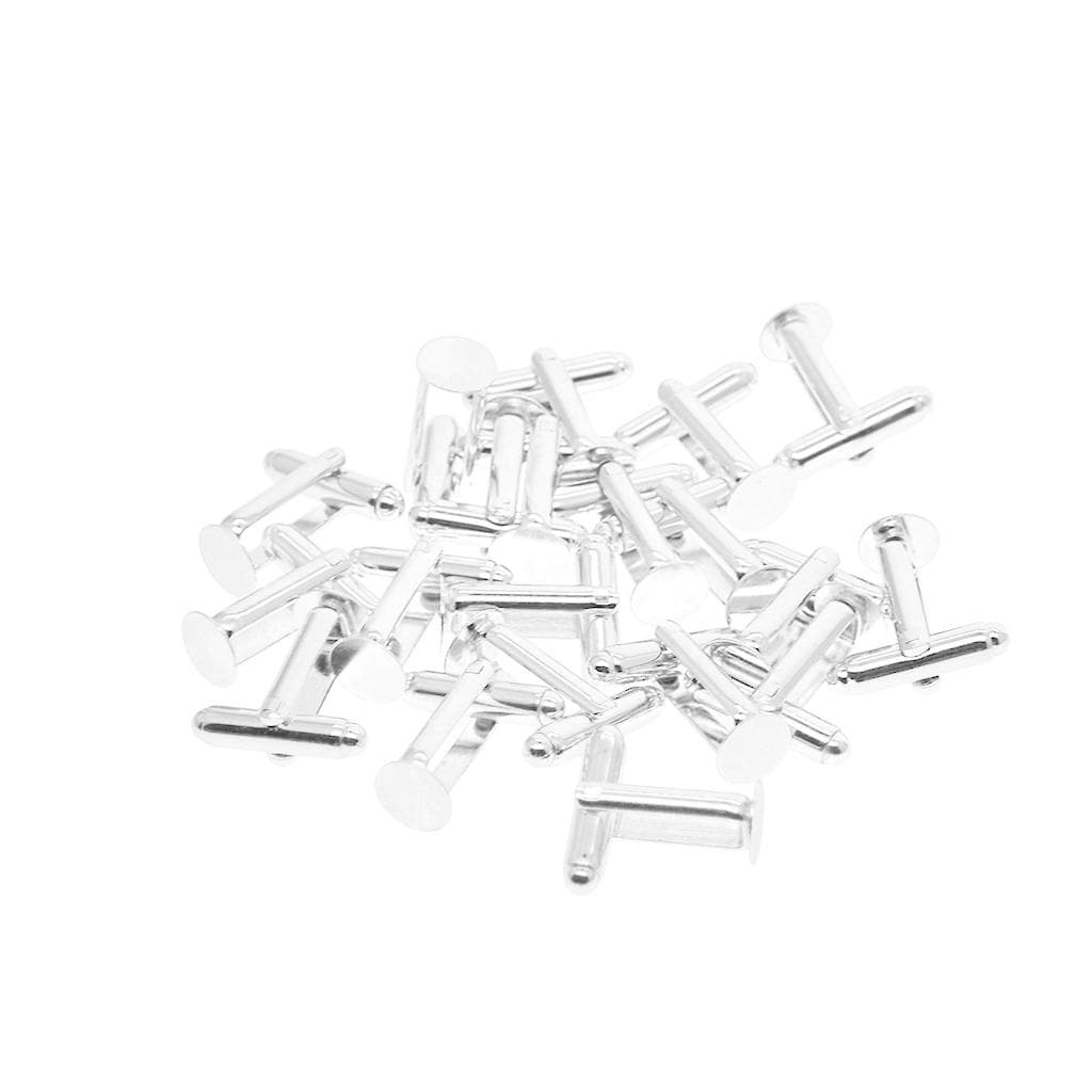 20 Pieces Silverwhite DIY Cufflink Findings Cuff Link Blanks Backs Pad Base 8mm