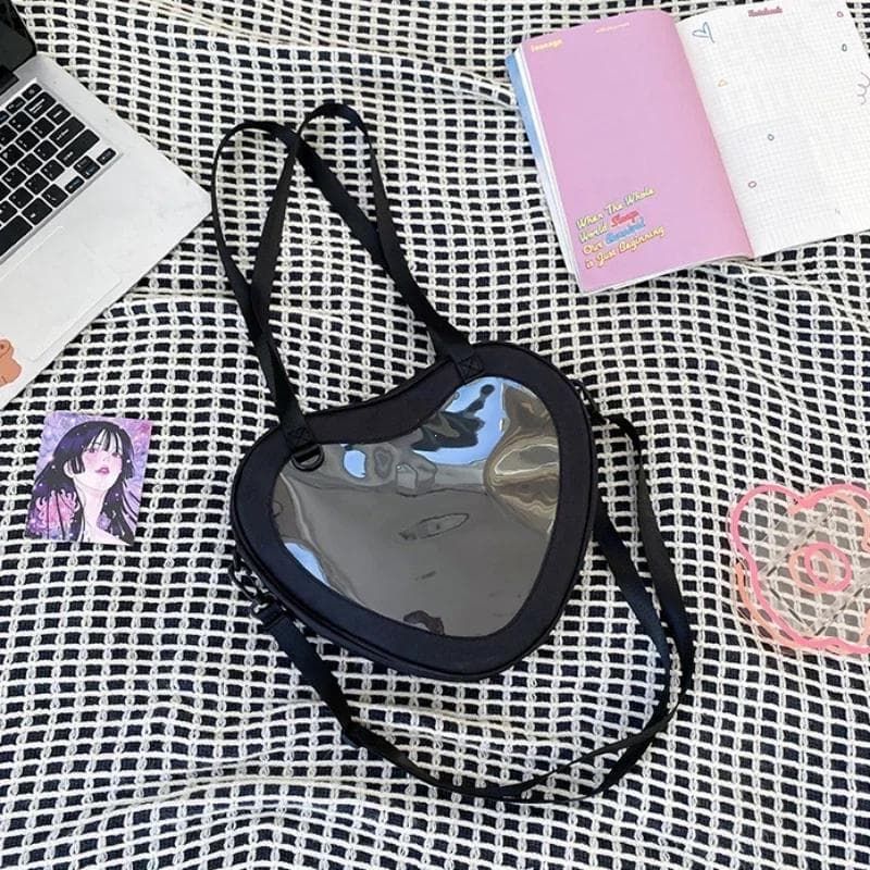 Love Heart Design Itabag Women 2025 New Transparent Crossbody Bags Girls Purses and Handbags Ita Bag for Girls JK Uniform Bag black
