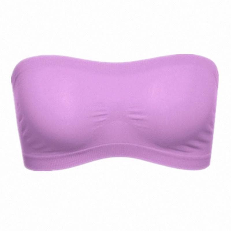 Women's Tube Top Strapless Bandeau Bra Underwear Women Bralette Seamless Strapless Tops Hollow Wrapped Chest Bras L purple